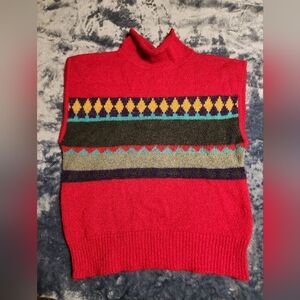 VINTAGE Mondi made in West Germany Red Multicolor Women's Sweater Vest sz 40